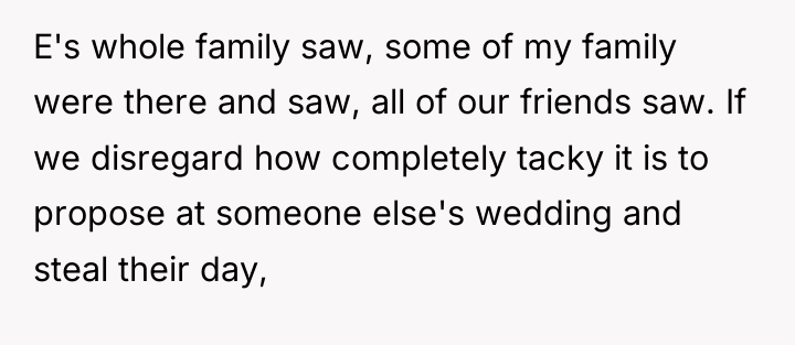 E's whole family saw, some of my family were there...