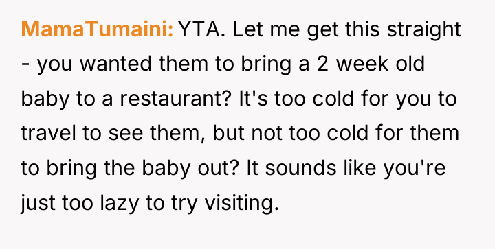 MamaTumaini YTA. Let me get this straight - you wanted...