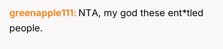 greenapple111 NTA, my god these ent*tled people.