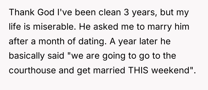 Thank God I've been clean 3 years, but my life...