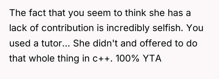The fact that you seem to think she has a...