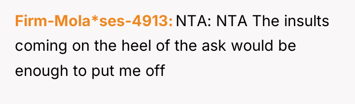 Firm-Mola*ses-4913 NTA: NTA The insults coming on the heel of...