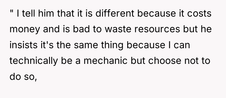 " I tell him that it is different because it...