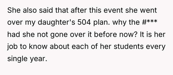 She also said that after this event she went over...