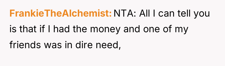 FrankieTheAlchemist NTA: All I can tell you is that if...