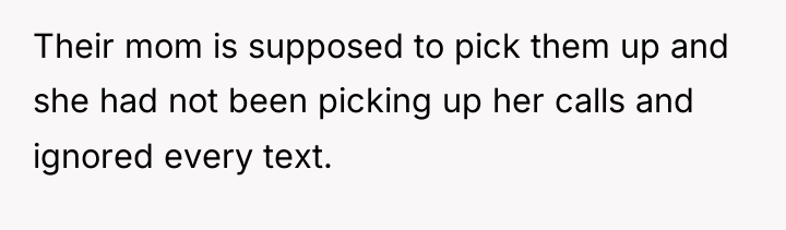 Their mom is supposed to pick them up and she...