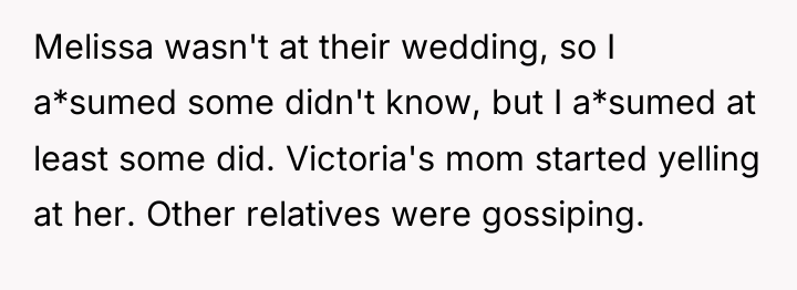 Melissa wasn't at their wedding, so I a*sumed some didn't...