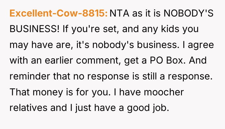 Excellent-Cow-8815 NTA as it is NOBODY'S BUSINESS! If you're set,...