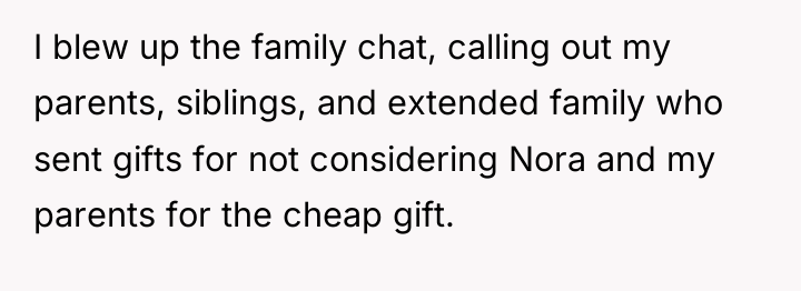 I blew up the family chat, calling out my parents,...
