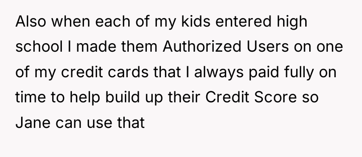 Also when each of my kids entered high school I...