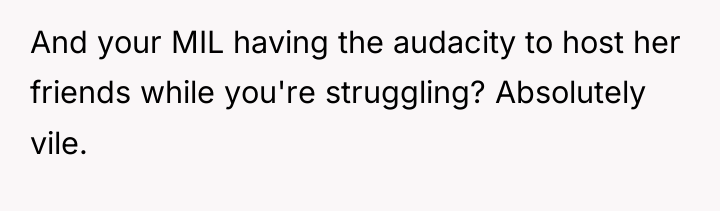 And your MIL having the audacity to host her friends...
