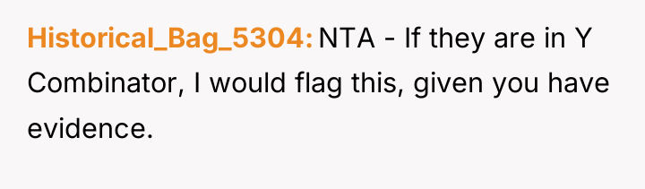 Historical_Bag_5304 NTA - If they are in Y Combinator, I...