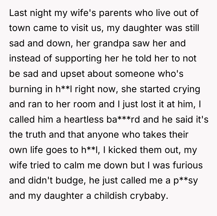 Last night my wife's parents who live out of town...
