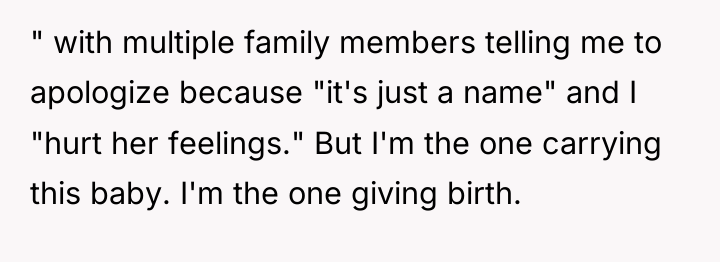 " with multiple family members telling me to apologize because...