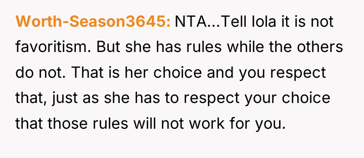 Worth-Season3645 NTA...Tell Iola it is not favoritism. But she has...