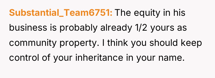 Substantial_Team6751 The equity in his business is probably already 1/2...
