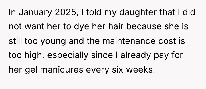 In January 2025, I told my daughter that I did...