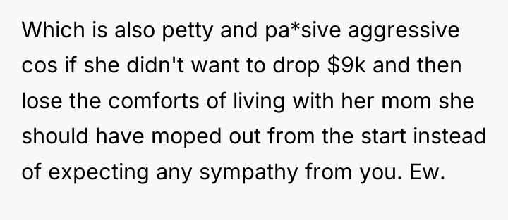 Which is also petty and pa*sive aggressive cos if she...