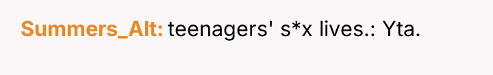 Summers_Alt teenagers' s*x lives.: Yta.