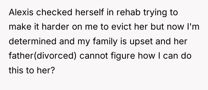 Alexis checked herself in rehab trying to make it harder...