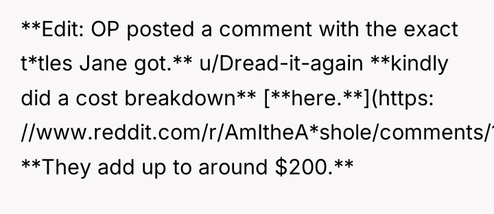 **Edit: OP posted a comment with the exact t*tles Jane...