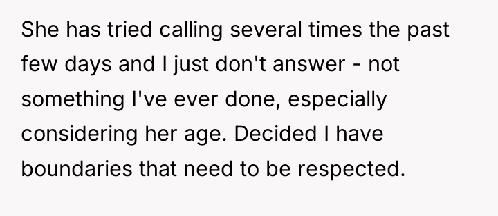She has tried calling several times the past few days...