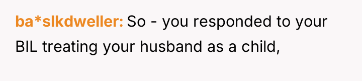 ba*slkdweller So - you responded to your BIL treating your...