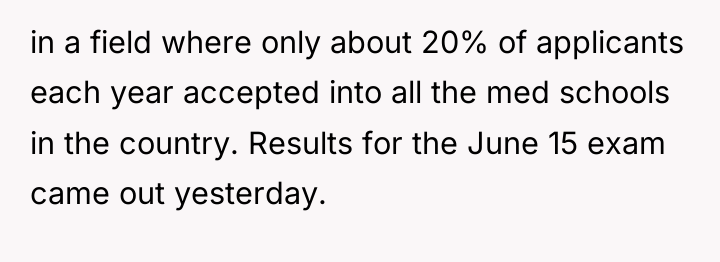 in a field where only about 20% of applicants each...