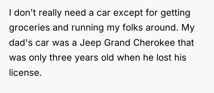I don't really need a car except for getting groceries...