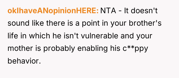 okIhaveANopinionHERE NTA - It doesn't sound like there is a...