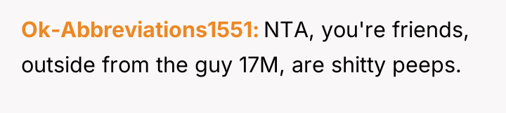 Ok-Abbreviations1551 NTA, you're friends, outside from the guy 17M, are...