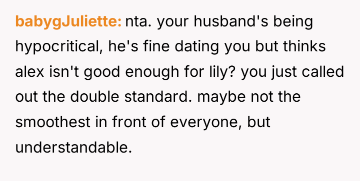 babygJuliette nta. your husband's being hypocritical, he's fine dating you...