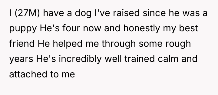 I (27M) have a dog I've raised since he was...