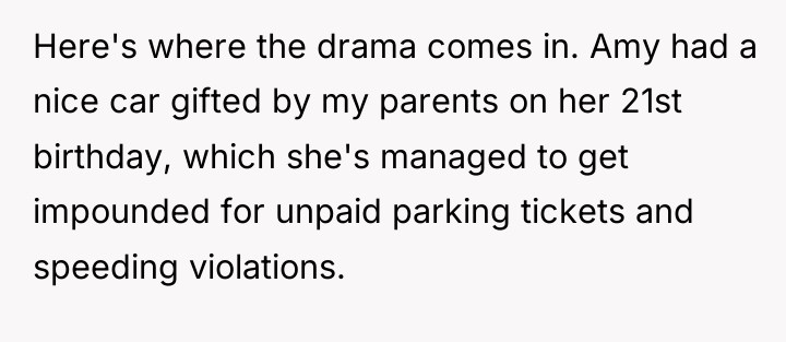 Here's where the drama comes in. Amy had a nice...
