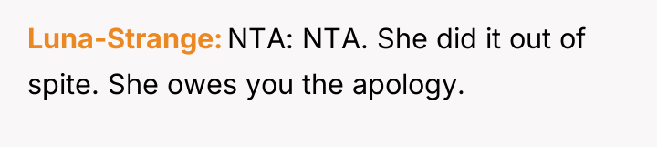 Luna-Strange NTA: NTA. She did it out of spite. She...