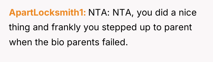 ApartLocksmith1 NTA: NTA, you did a nice thing and frankly...