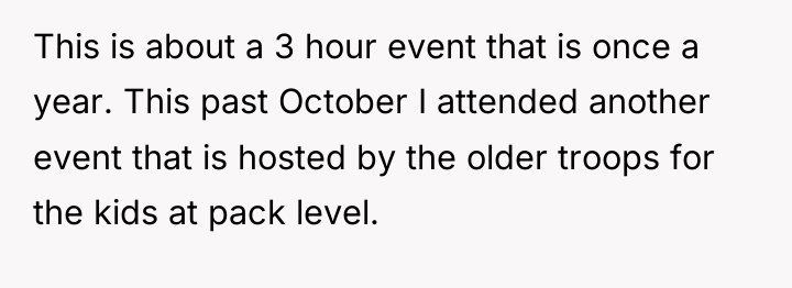 This is about a 3 hour event that is once...