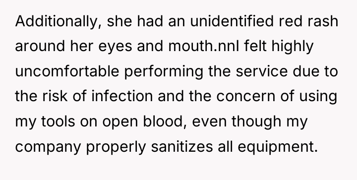 Additionally, she had an unidentified red rash around her eyes...