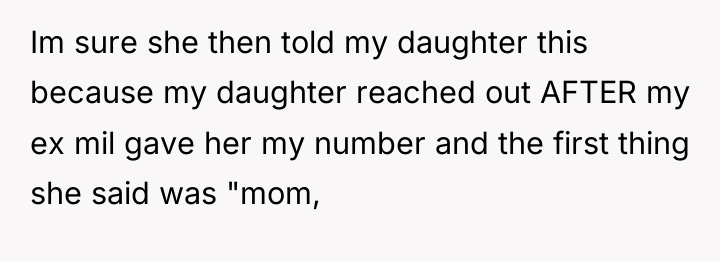 Im sure she then told my daughter this because my...
