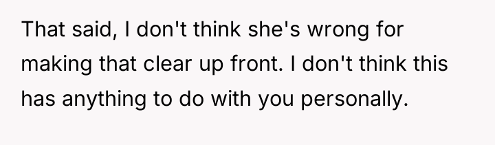 That said, I don't think she's wrong for making that...