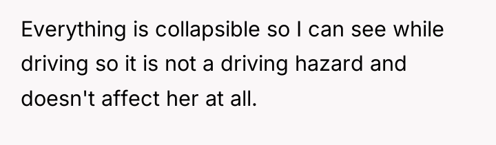 Everything is collapsible so I can see while driving so...