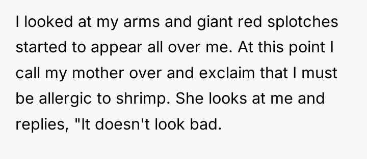 I looked at my arms and giant red splotches started...