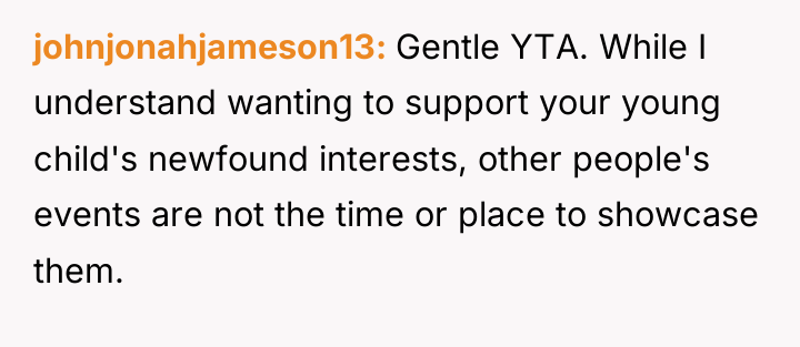 johnjonahjameson13 Gentle YTA. While I understand wanting to support your...