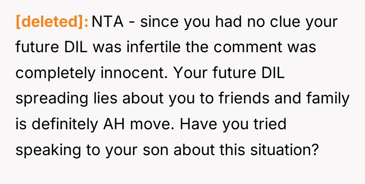 [deleted] NTA - since you had no clue your future...