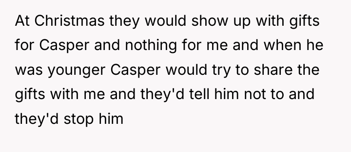 At Christmas they would show up with gifts for Casper...