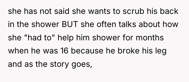 she has not said she wants to scrub his back...