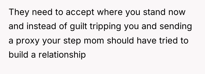 They need to accept where you stand now and instead...