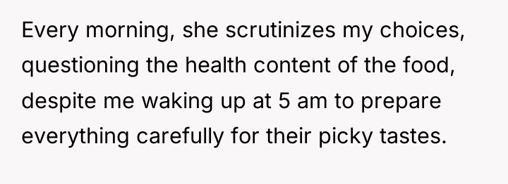 Every morning, she scrutinizes my choices, questioning the health content...