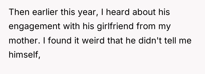 Then earlier this year, I heard about his engagement with...