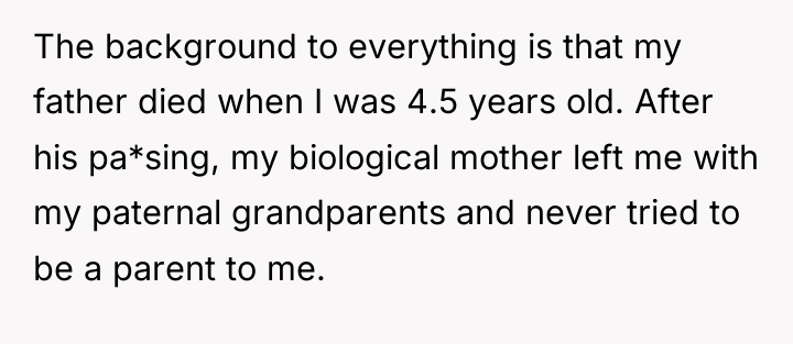 The background to everything is that my father died when...